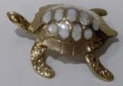 Шкатулка Черепаха морская латунь с перламутром 19см