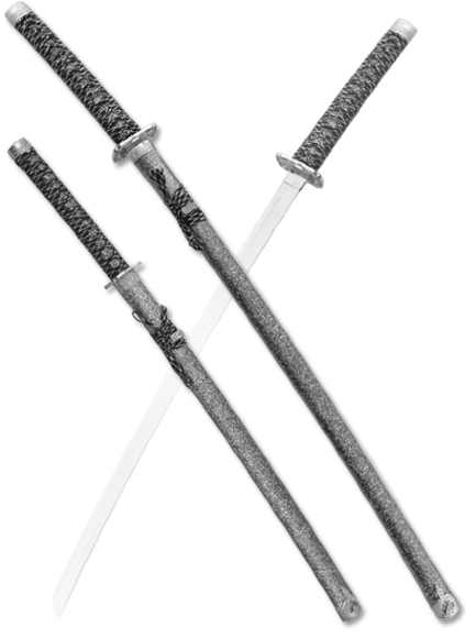 Набор самурайских мечей ножны серый мрамор